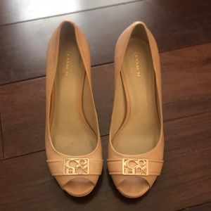 Coach Aliya Semi Matte Calf Natural Heel